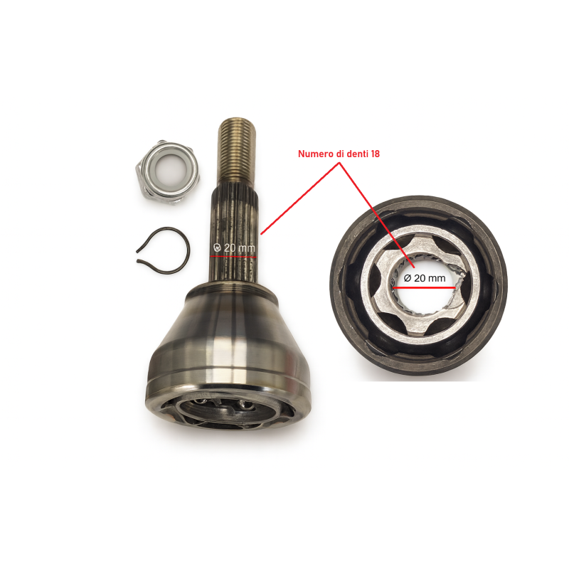 Giunto omocinetico lato ruota Aixam, Minauto, Ligier, Microcar, Chatenet, Casalini, Grecav, Jdm, ecc per minicar