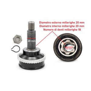 Giunto omocinetico con disco multipolare per ABS anteriore lato destro o sinistro Aixam, Minauto