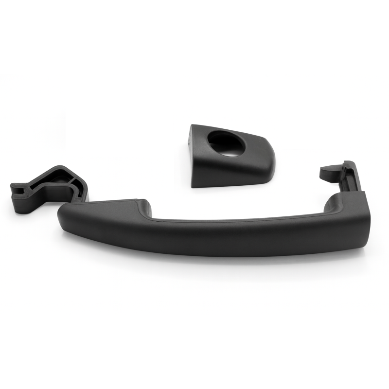 Maniglia porta esterna nera completa di cover bucata Ligier, Chatenet, Bellier, 1402759, 1418627, 0240036, 02100121