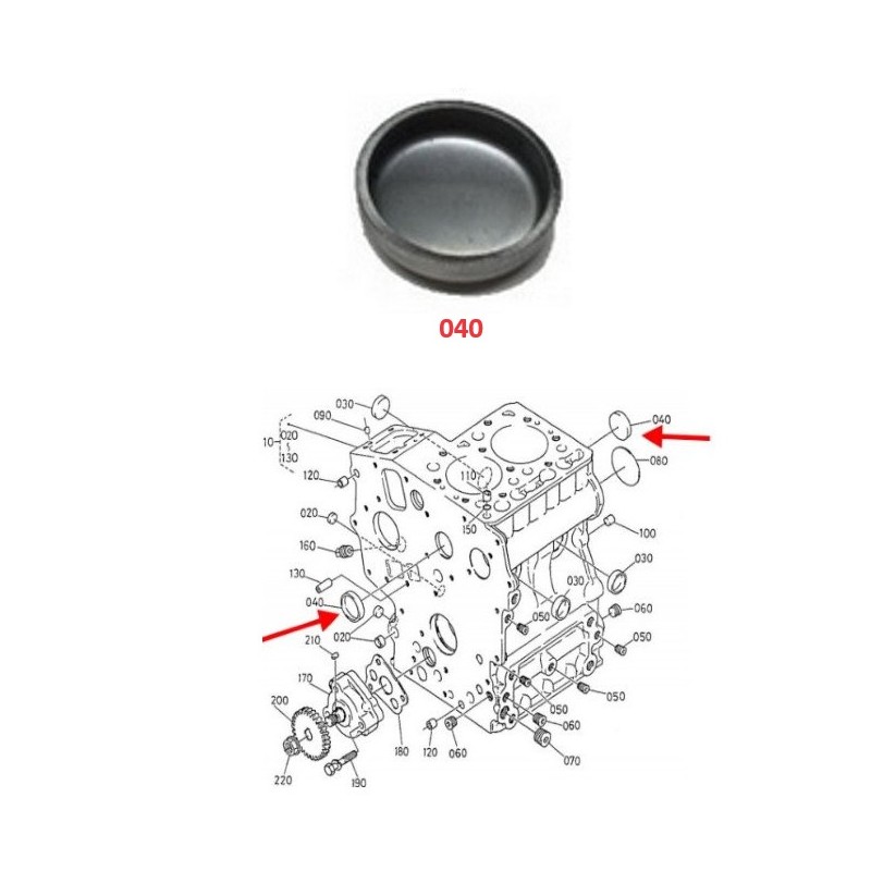 TAPPO MONOBLOCCO MOTORE KUBOTA Z402 Z482 Z482 E4 E5