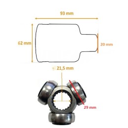 GIUNTO OMOCINETICO LATO CAMBIO TRIPODE CON CROCIERA CUFFIA GRASSO E FASCETTE