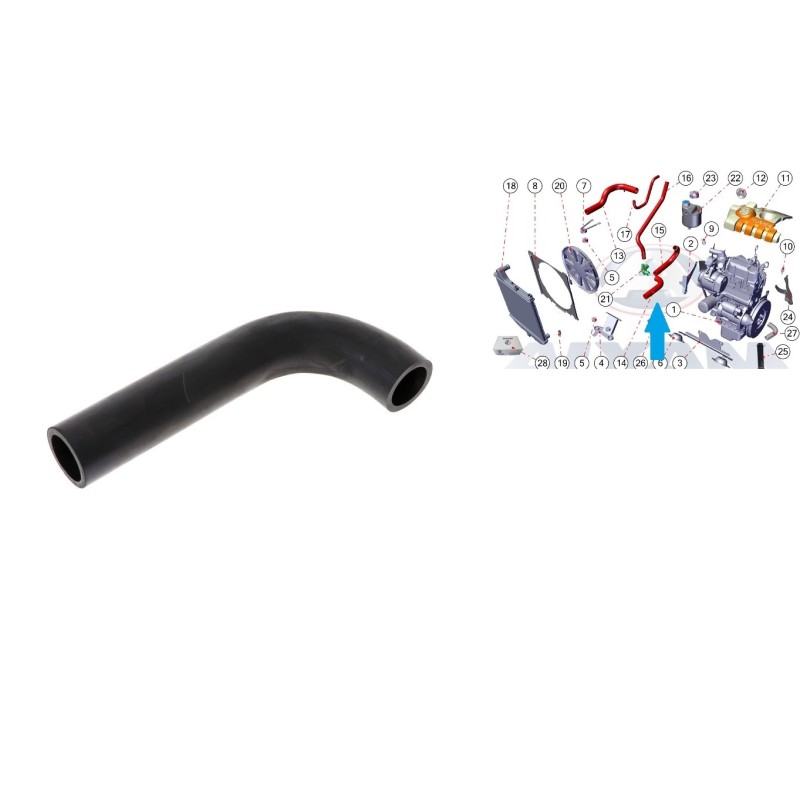 TUBO MANICOTTO ACQUA INFERIORE RADIATORE FRONTALE AL RACCORDO TRE VIE AIXAM 110BF018