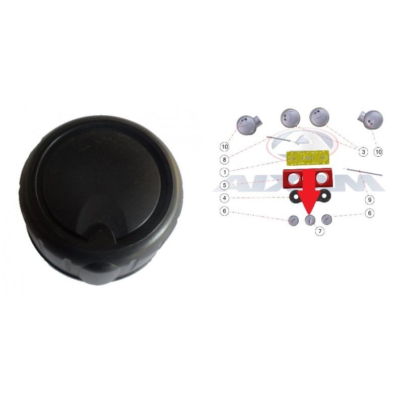 Manopola riscaldamento nera centrale Aixam Impulsion