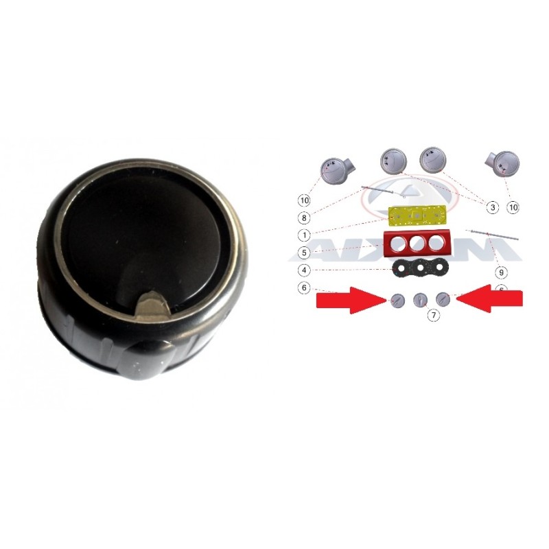 MANOPOLA RISCALDAMENTO CROMATA LATERALE AIXAM IMPULSION / GTO / COUPE' / VISION / MINAUTO - 2AR029